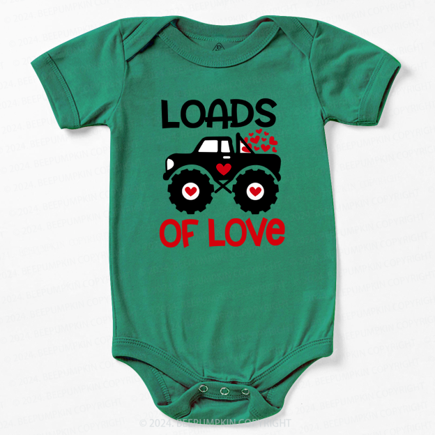 Loads of Love Valentines Truck Bodysuit For Baby