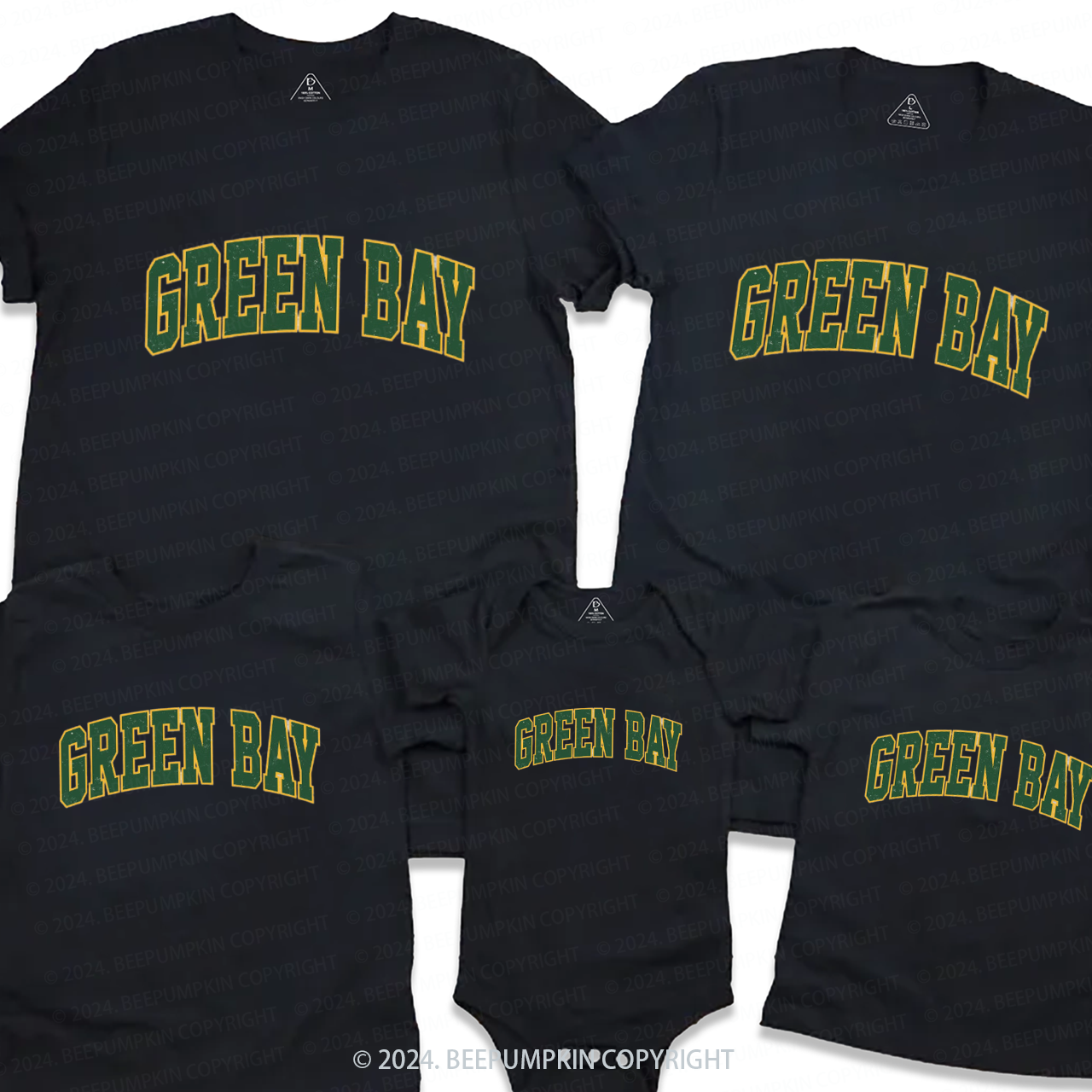 Vintage Green Football Family Matching Tees Beepumpkin