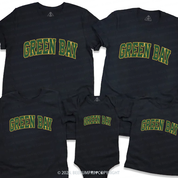 Vintage Green Football Family Matching Tees Beepumpkin