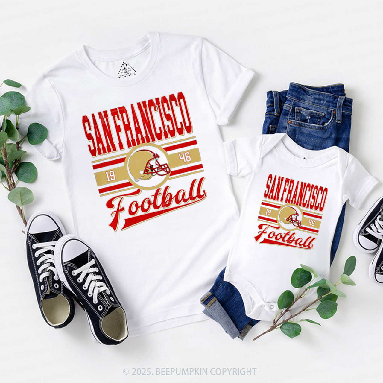 Football Vintage Style Family Matching Tees Beepumpkin