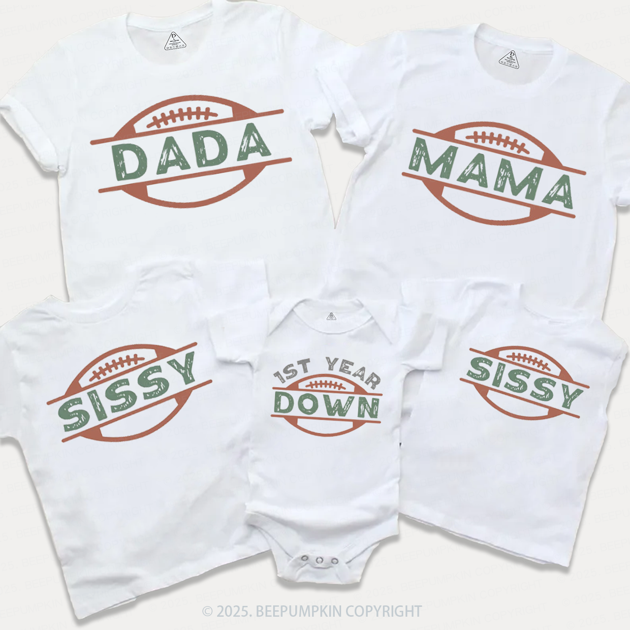 Football 1st Birthday Family Matching Tees Beepumpkin