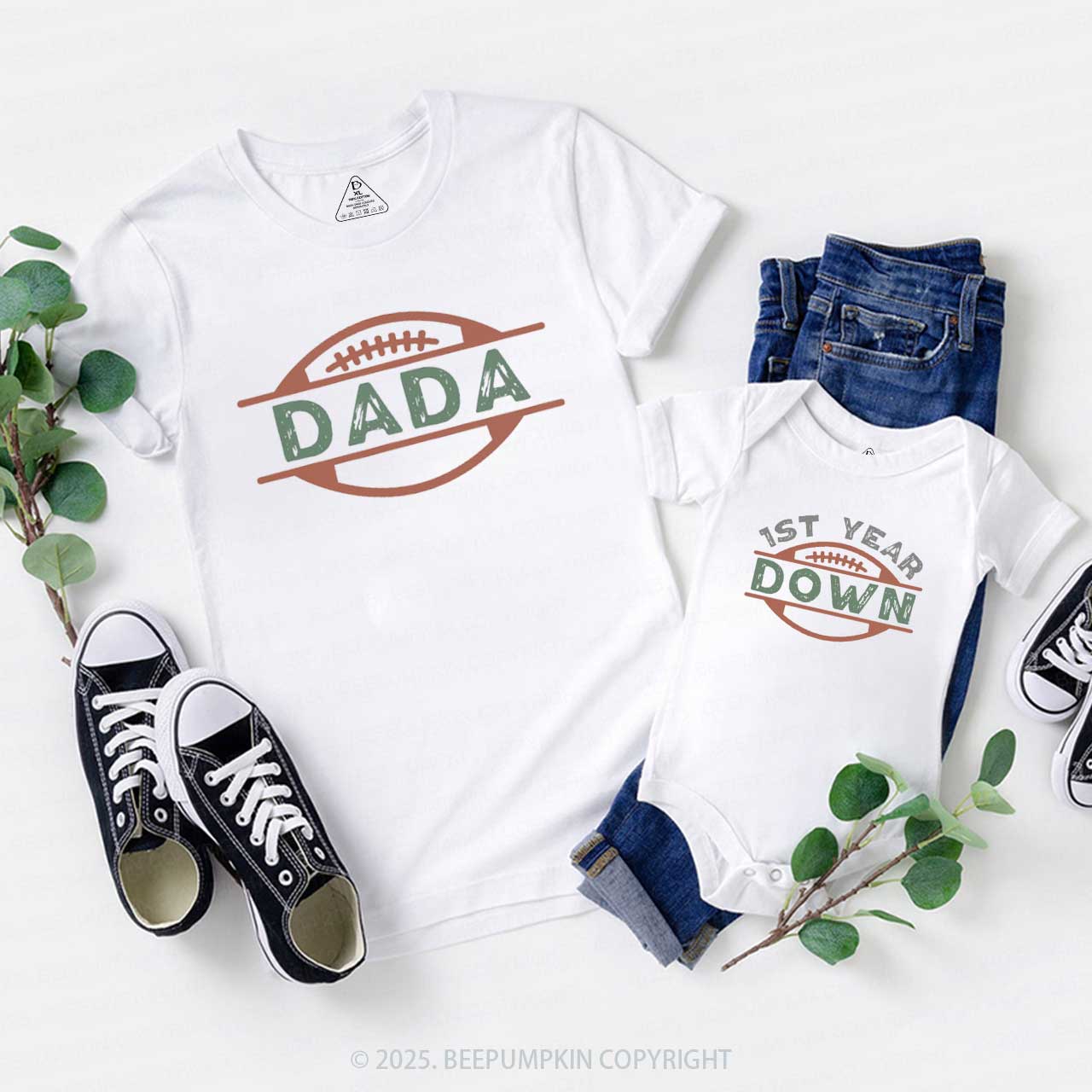 Football 1st Birthday Family Matching Tees Beepumpkin
