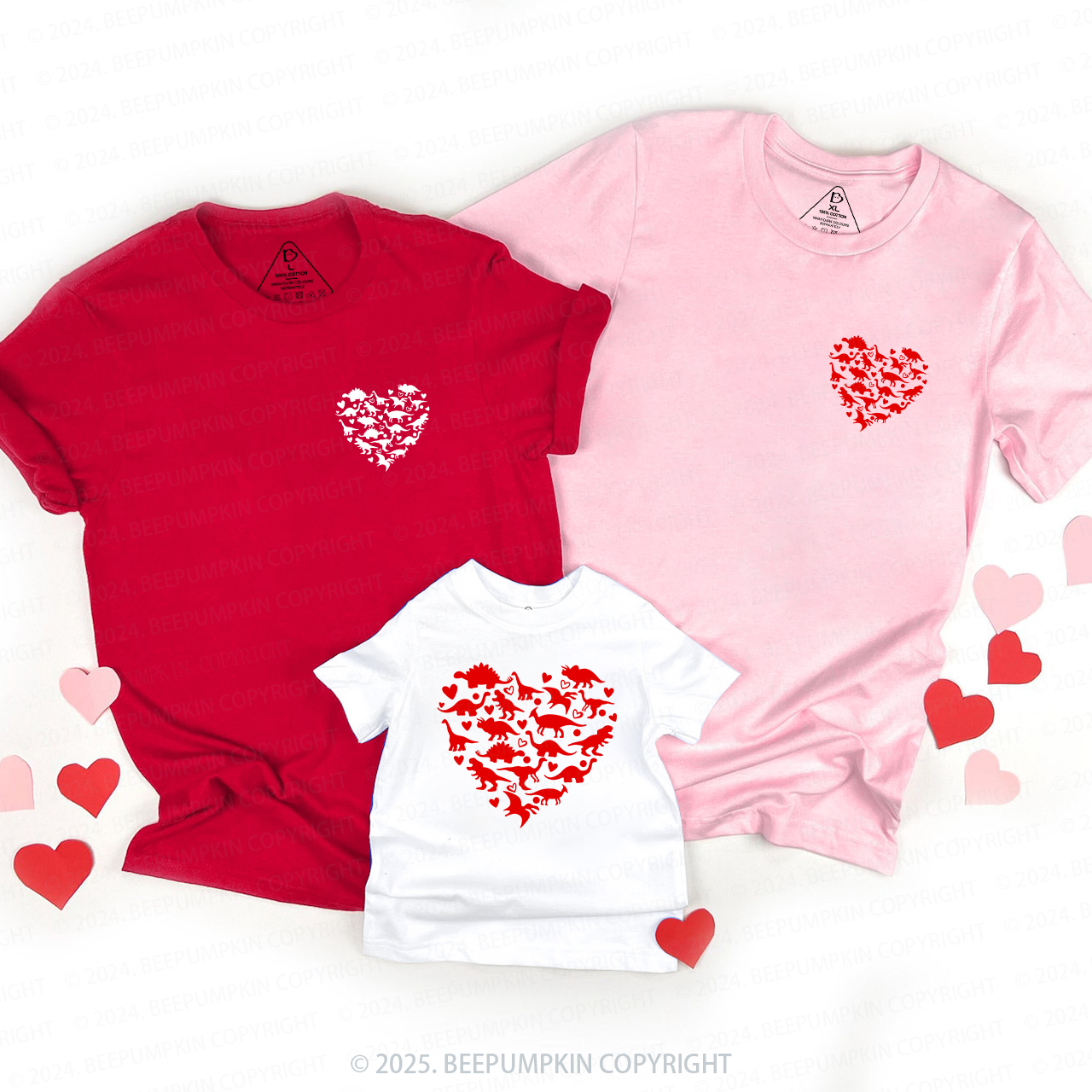 Love Dinosaurs Valentines Family Matching Valentine's Shirts