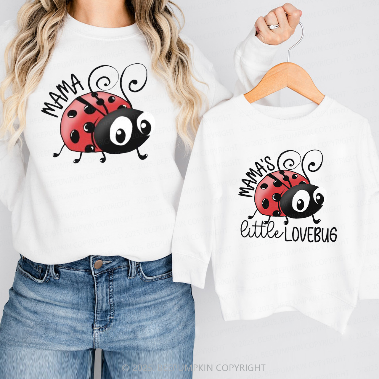 Mama's Little Lovebug Valentine Matching Sweatshirts