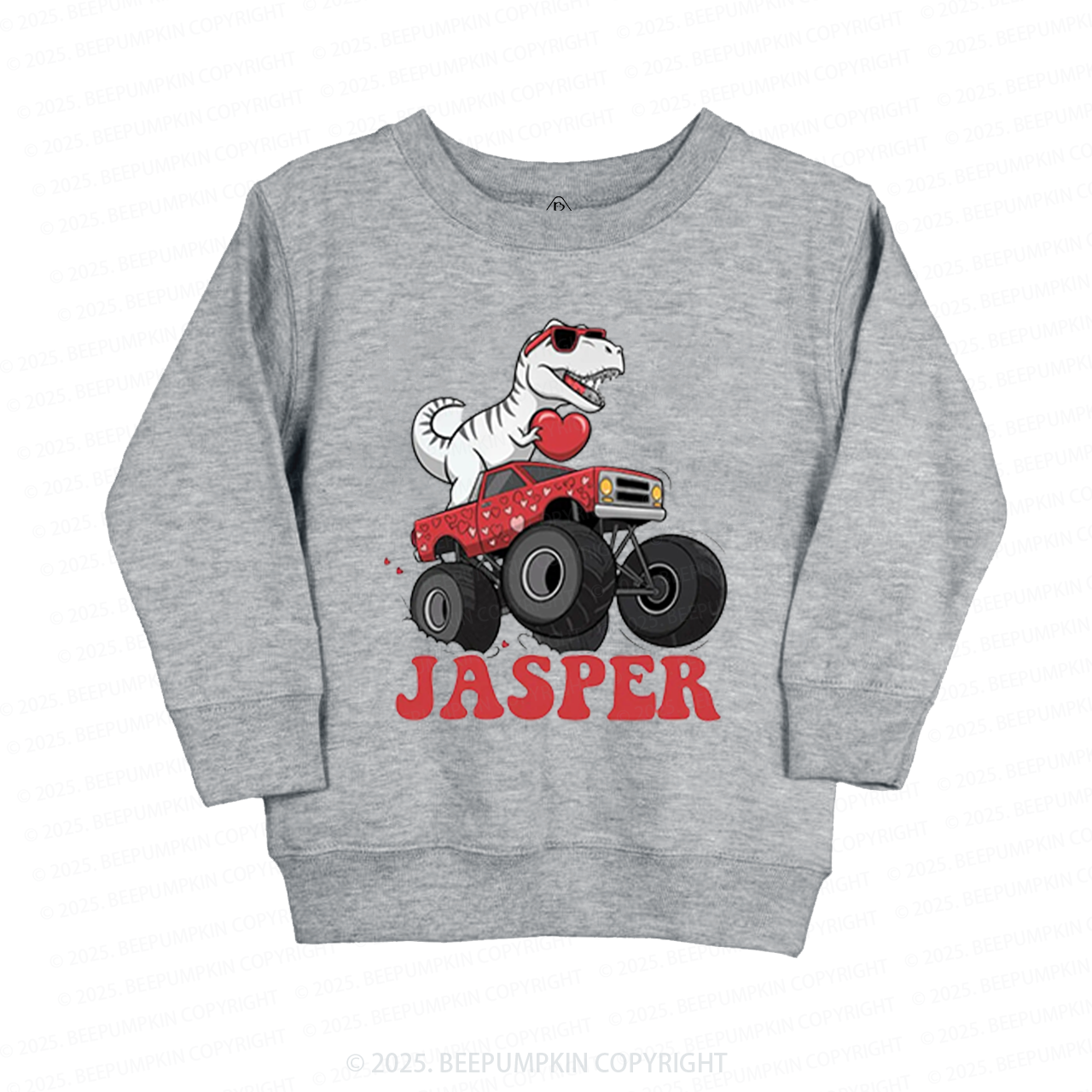Personalized Dinosaur Valentines Kids Sweatshirt