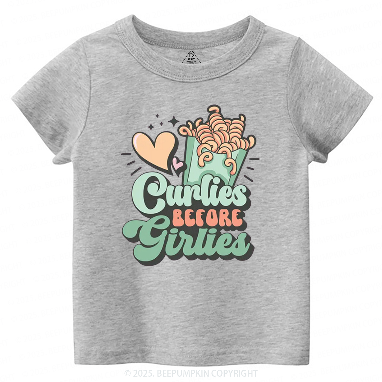 Curlies Before Girlies Valentine's Day Toddler&Kid's Tees Beepumpkin