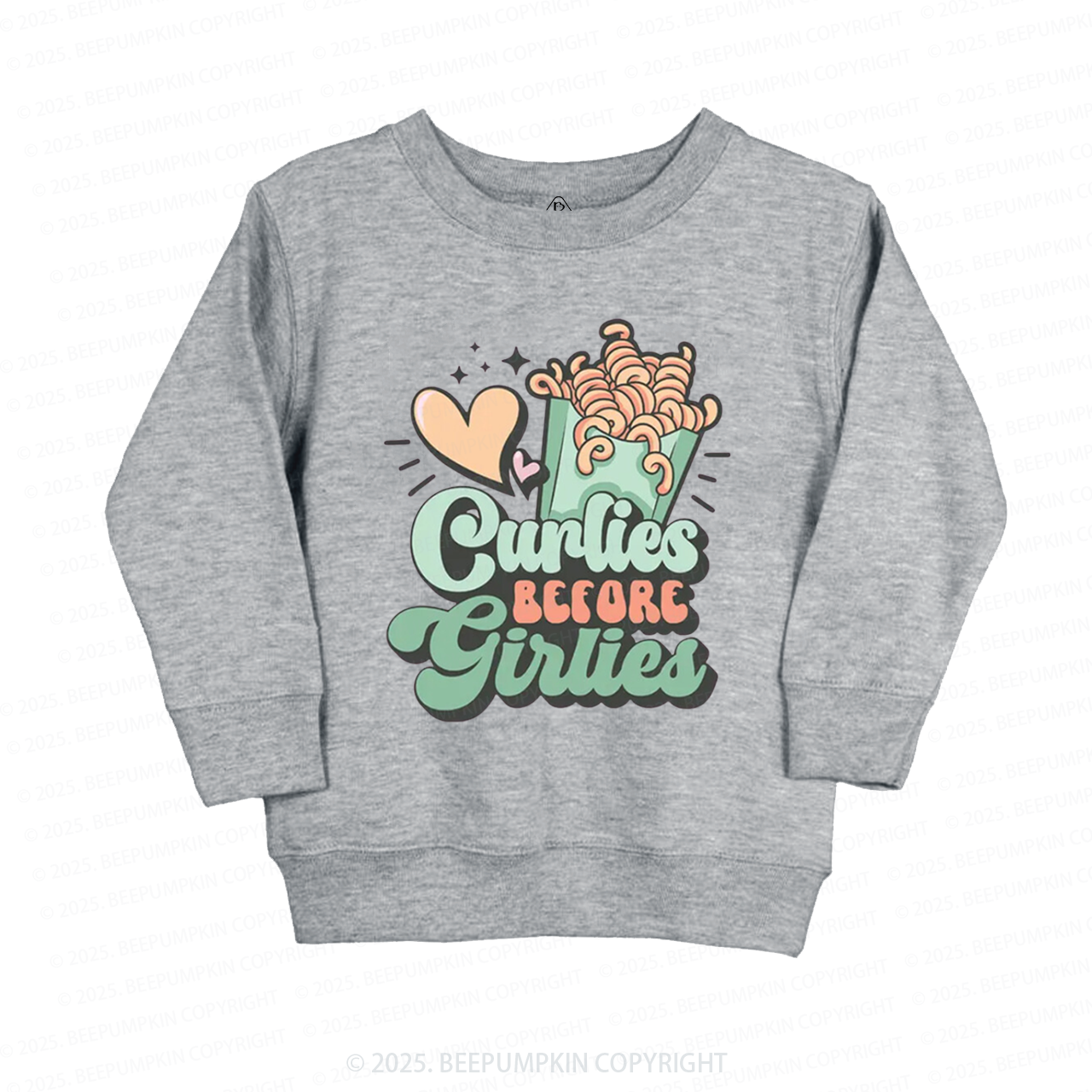 Curlies Before Girlies Valentine's Day Kid's Sweatshirt
