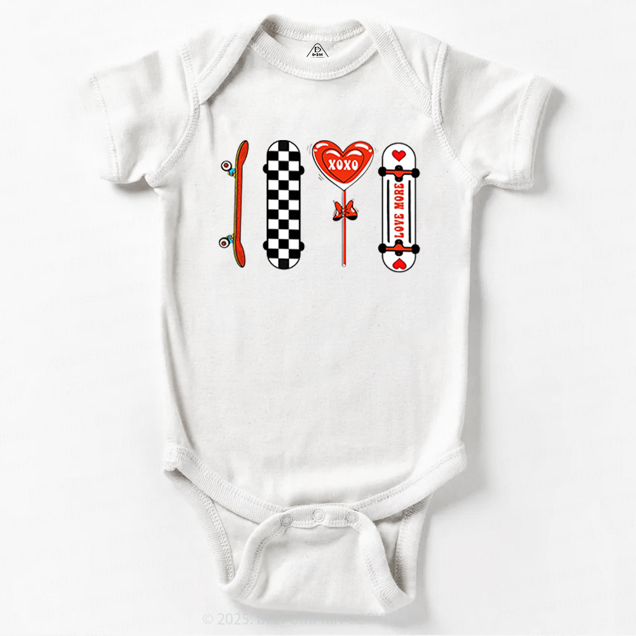 Skateboard Valentine's Day Bodysuit Beepumpkin
