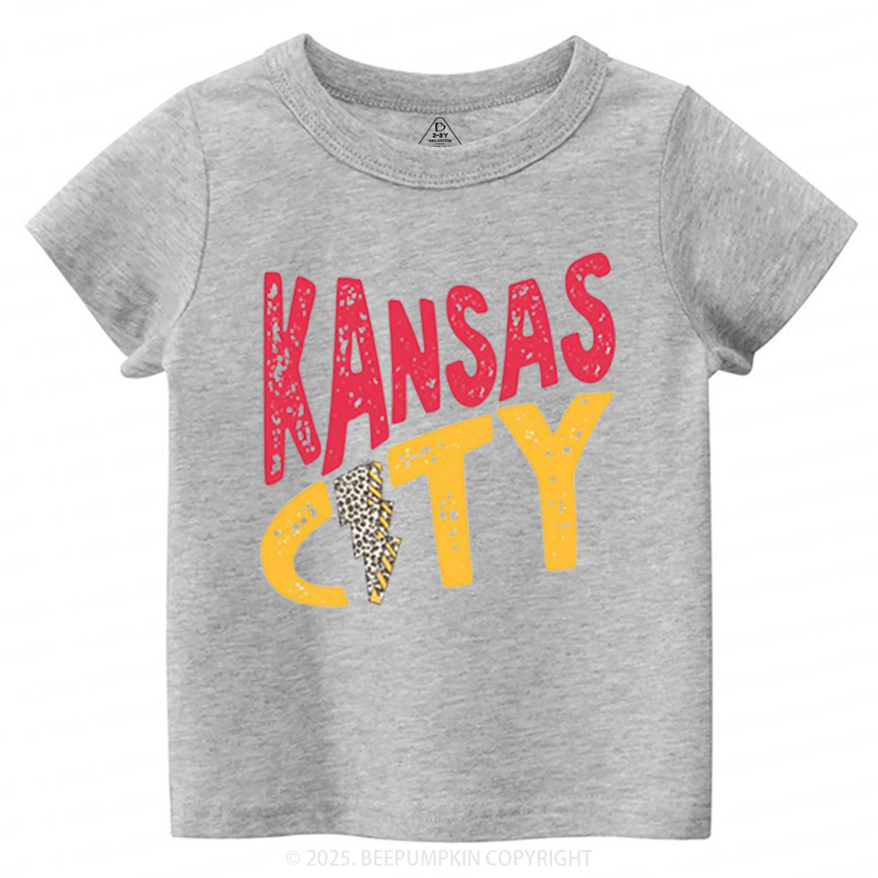 KC Leopard Lightning Football Toddler&Kid's Tees Beepumpkin