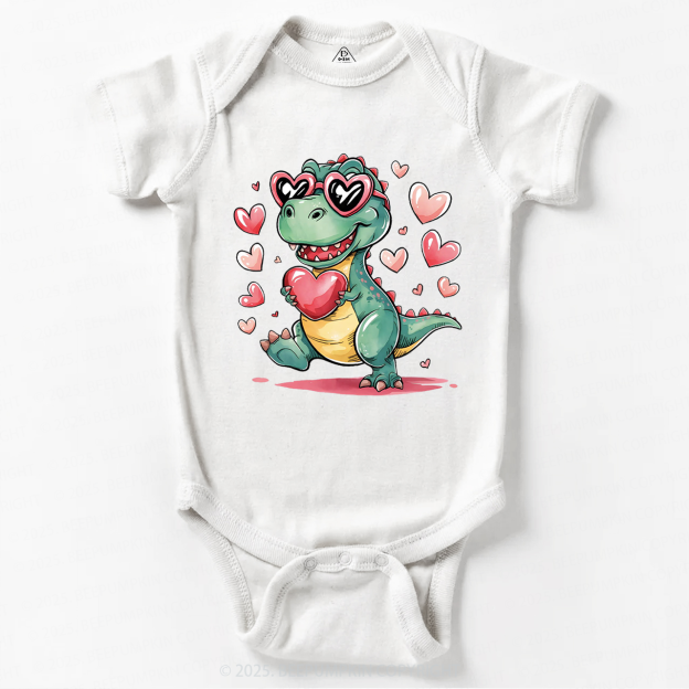 Romantic Dinosaur Valentine's Day Bodysuit Beepumpkin