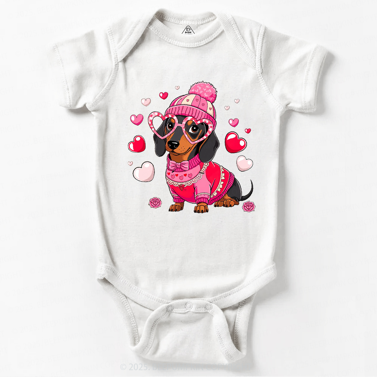 Dachshund Dog Valentine's Day Bodysuit Beepumpkin