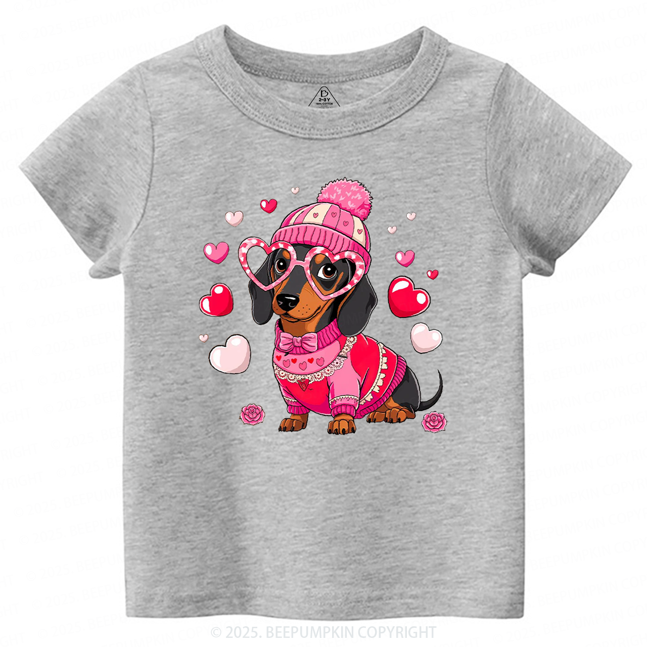 Dachshund Dog Valentine's Day Toddler&Kid's Tees Beepumpkin