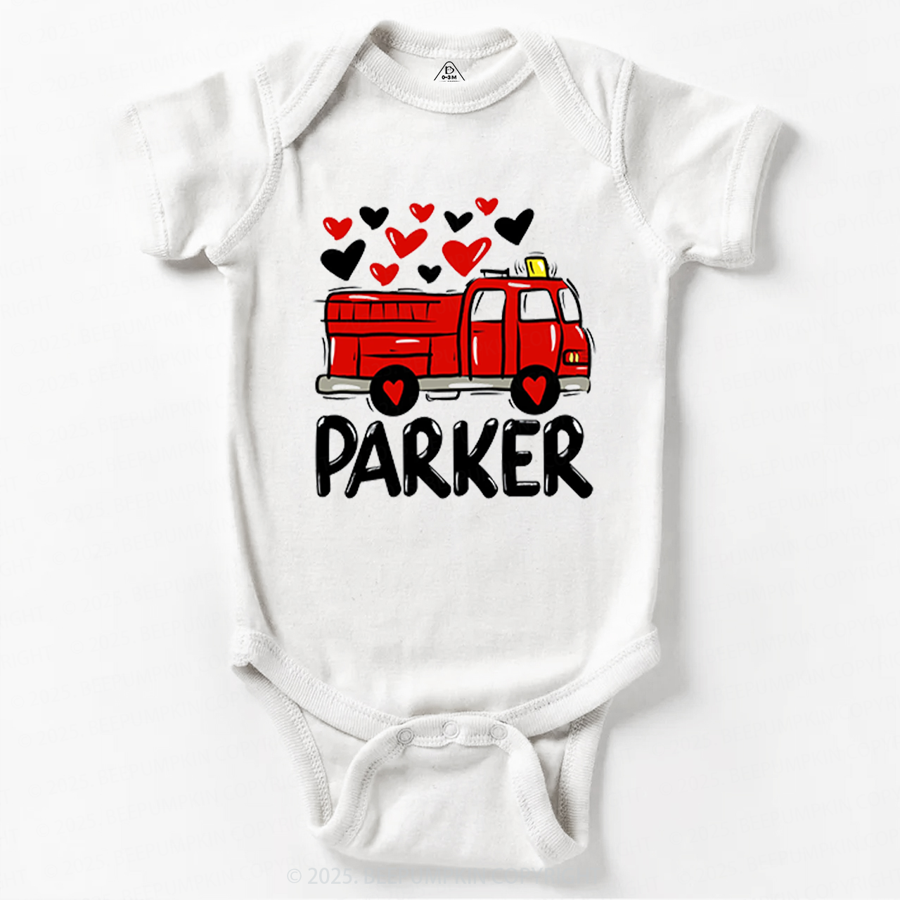 Fire Truck Valentine's Day Bodysuit Beepumpkin