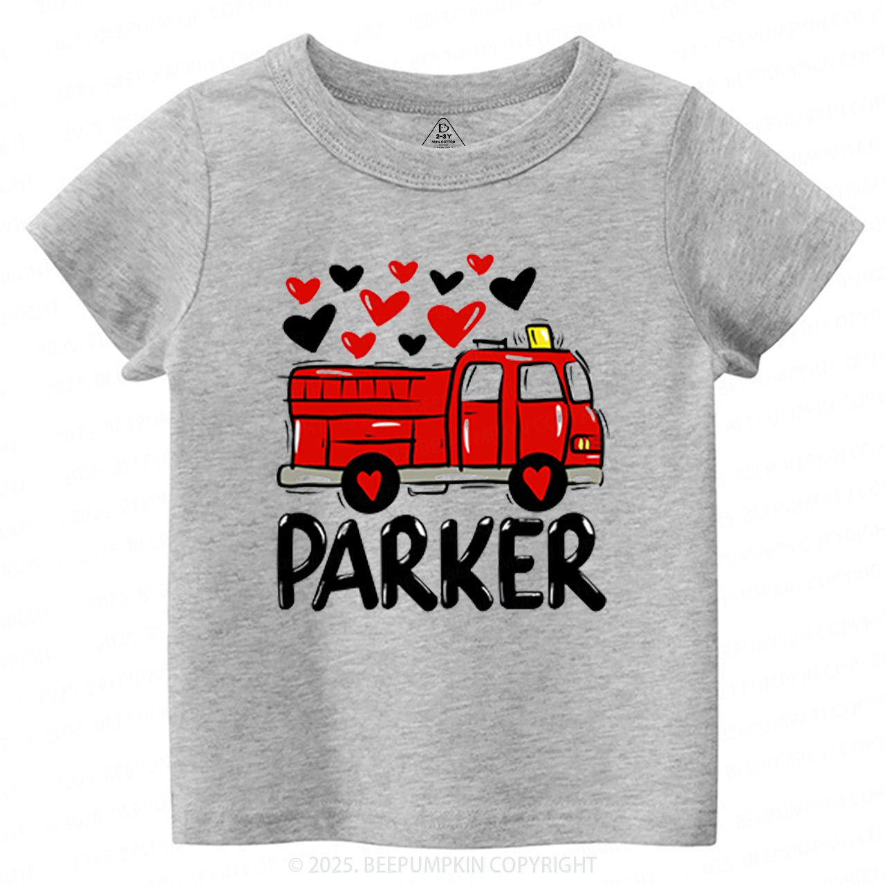 Fire Truck Valentine's Day Toddler&Kid's Tees Beepumpkin