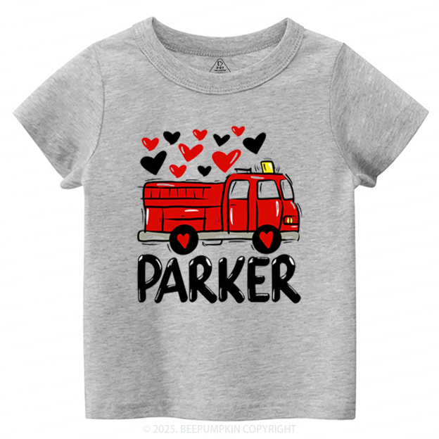 Fire Truck Valentine's Day Toddler&Kid's Tees Beepumpkin