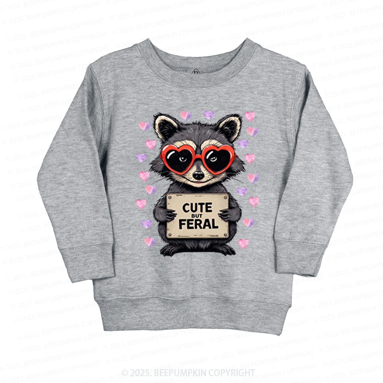 Cute But Feral Valentine's Day Kid's Sweatshirt 2