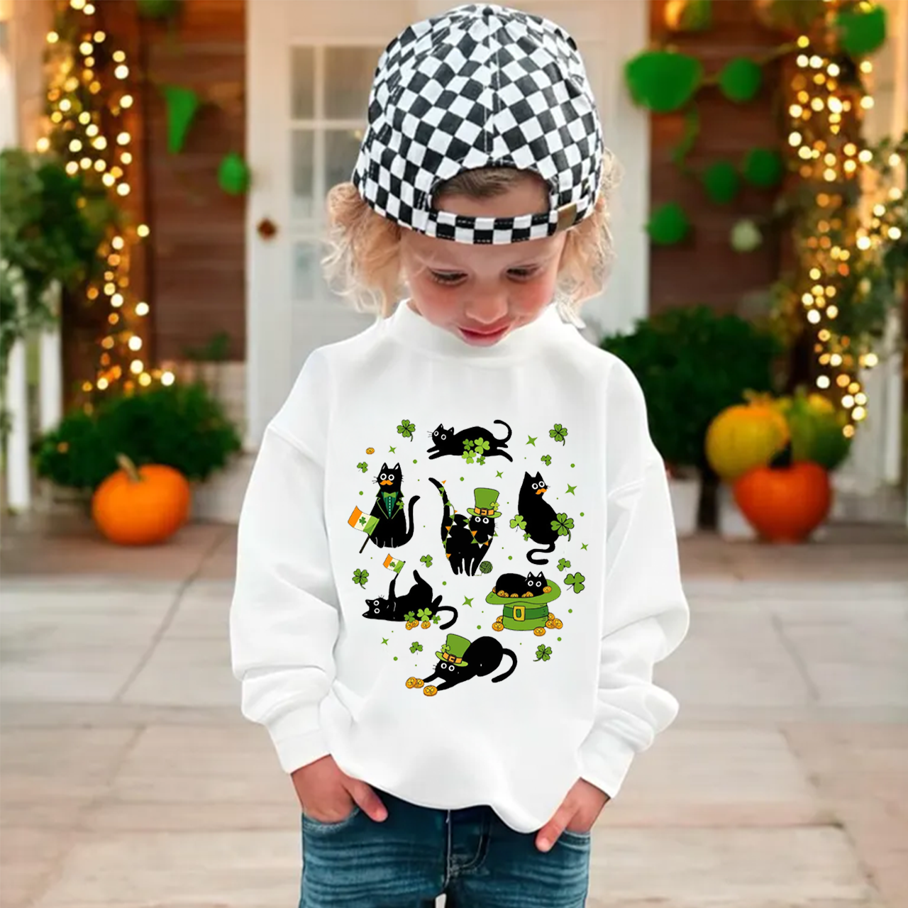 Cat St. Patrick's Day Kid's Sweatshirt