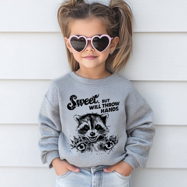Sweet But Will Throw Hand Kid's Sweatshirt