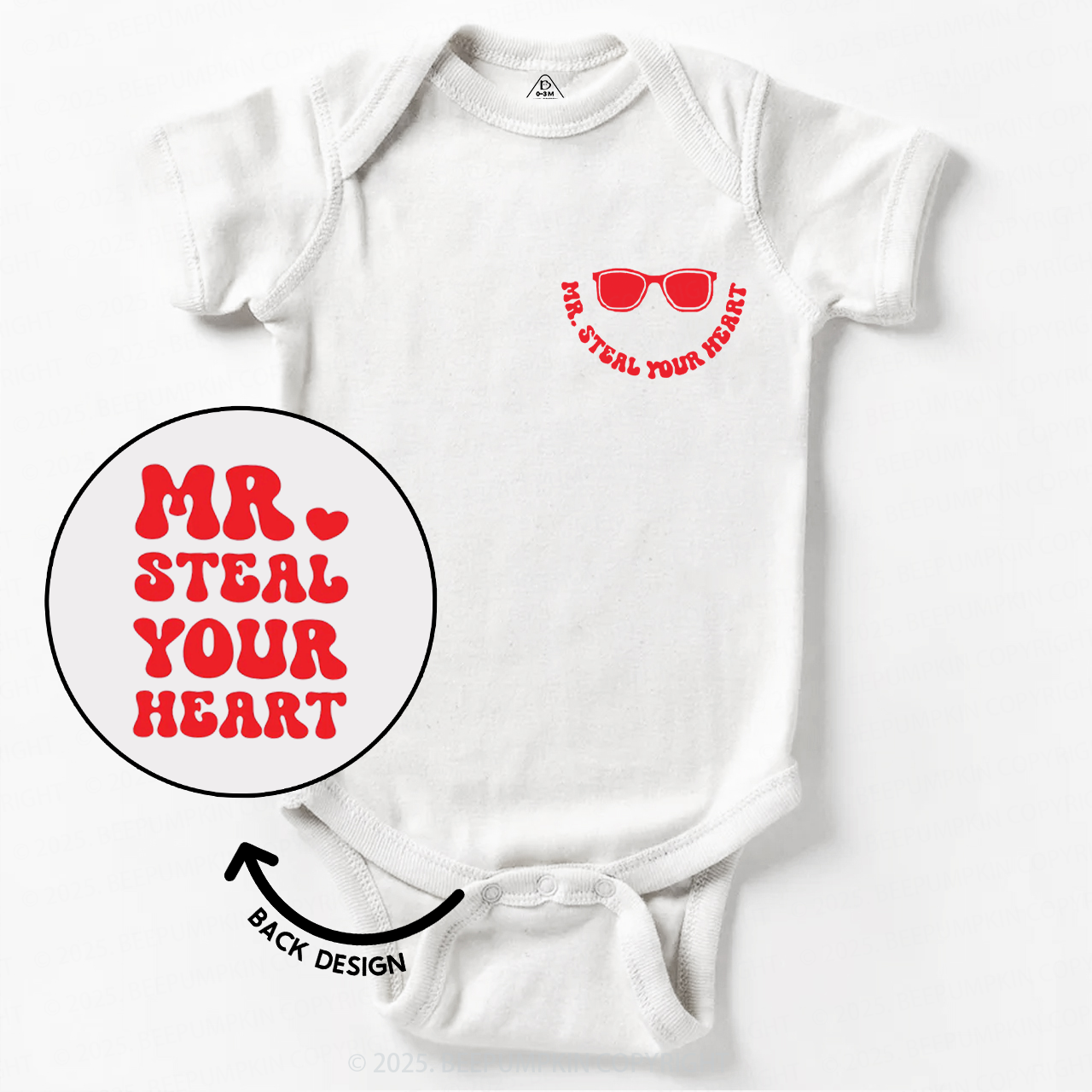Mr Steal Your Heart Valentine's Day Bodysuit Beepumpkin