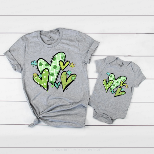 St.Patricks Day Hearts Family Matching T-Shirts Beepumpkin