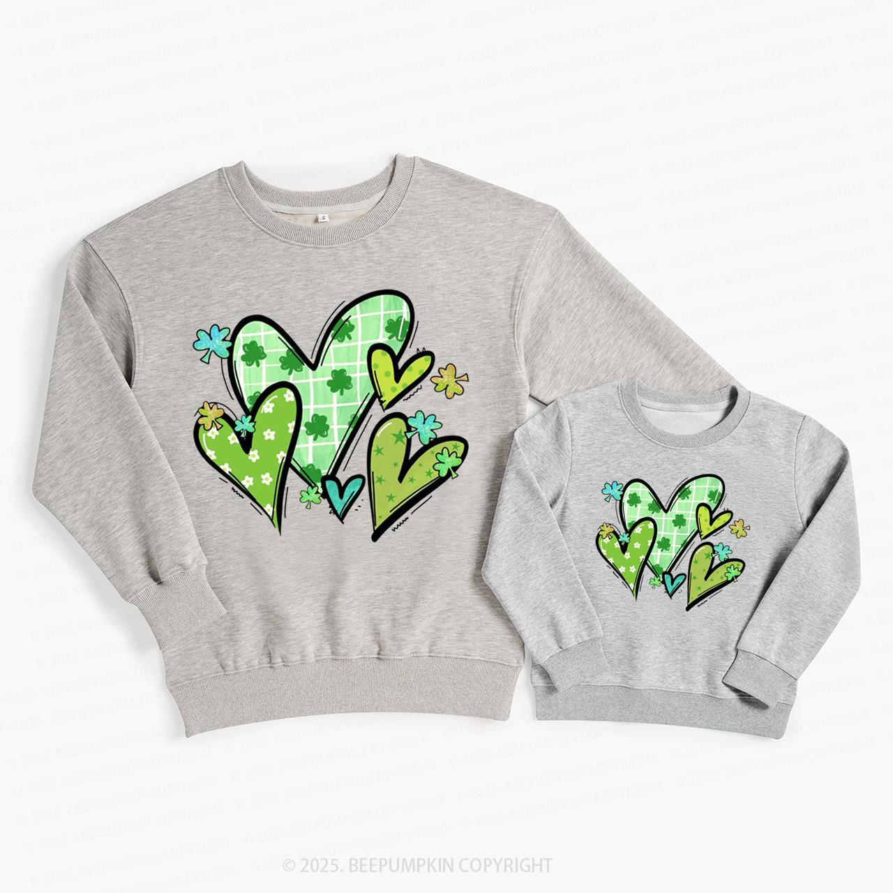 St.Patricks Day Hearts Family Matching Sweatshirts