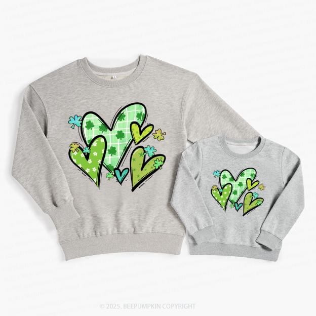 St.Patricks Day Hearts Family Matching Sweatshirts