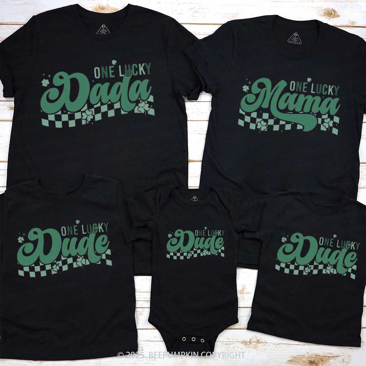 Personalized One Lucky Dude St.Patricks Day Family Matching T-Shirts Beepumpkin