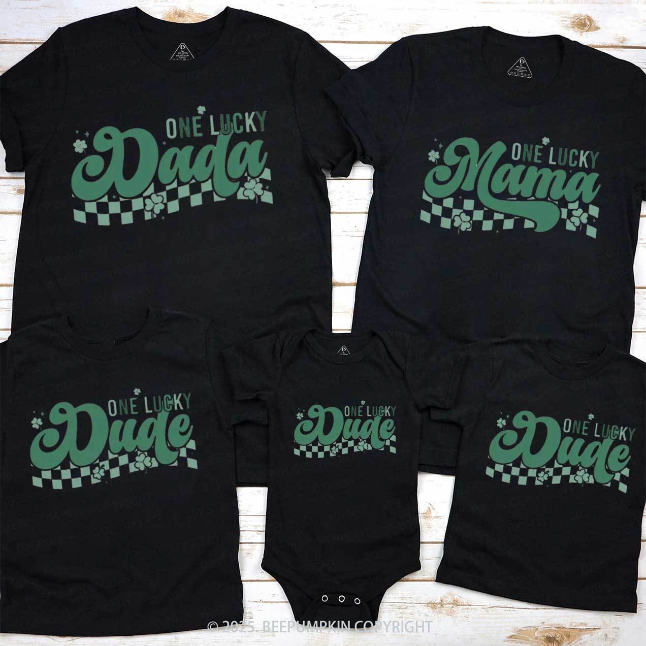 Personalized One Lucky Dude St.Patricks Day Family Matching T-Shirts Beepumpkin