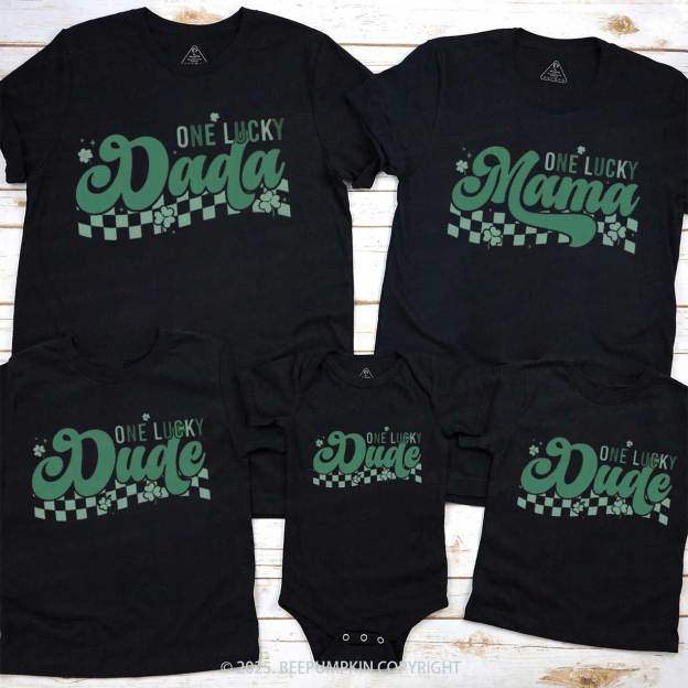 Personalized One Lucky Dude St.Patricks Day Family Matching T-Shirts Beepumpkin