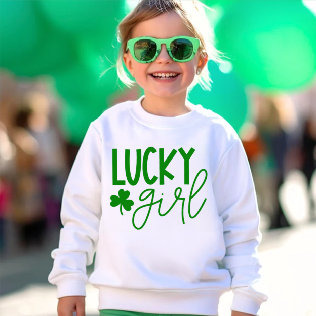Personalized Lucky Boy And Girl St.Patricks Day Kid's Sweatshirt