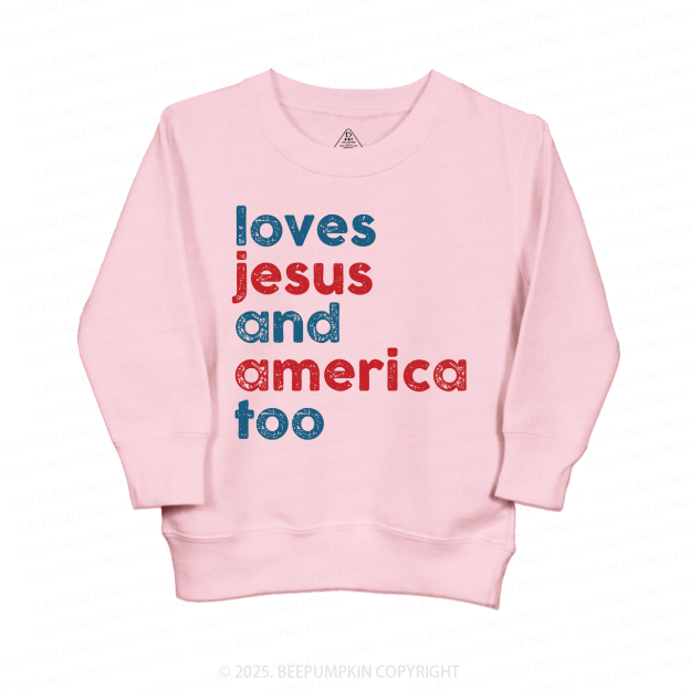 Loves Jesus And America Too Kid's Sweatshirt