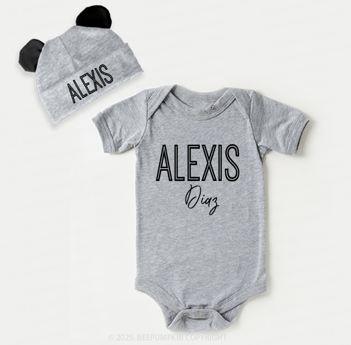Personalized Baby Name Bodysuit Set Beepumpkin