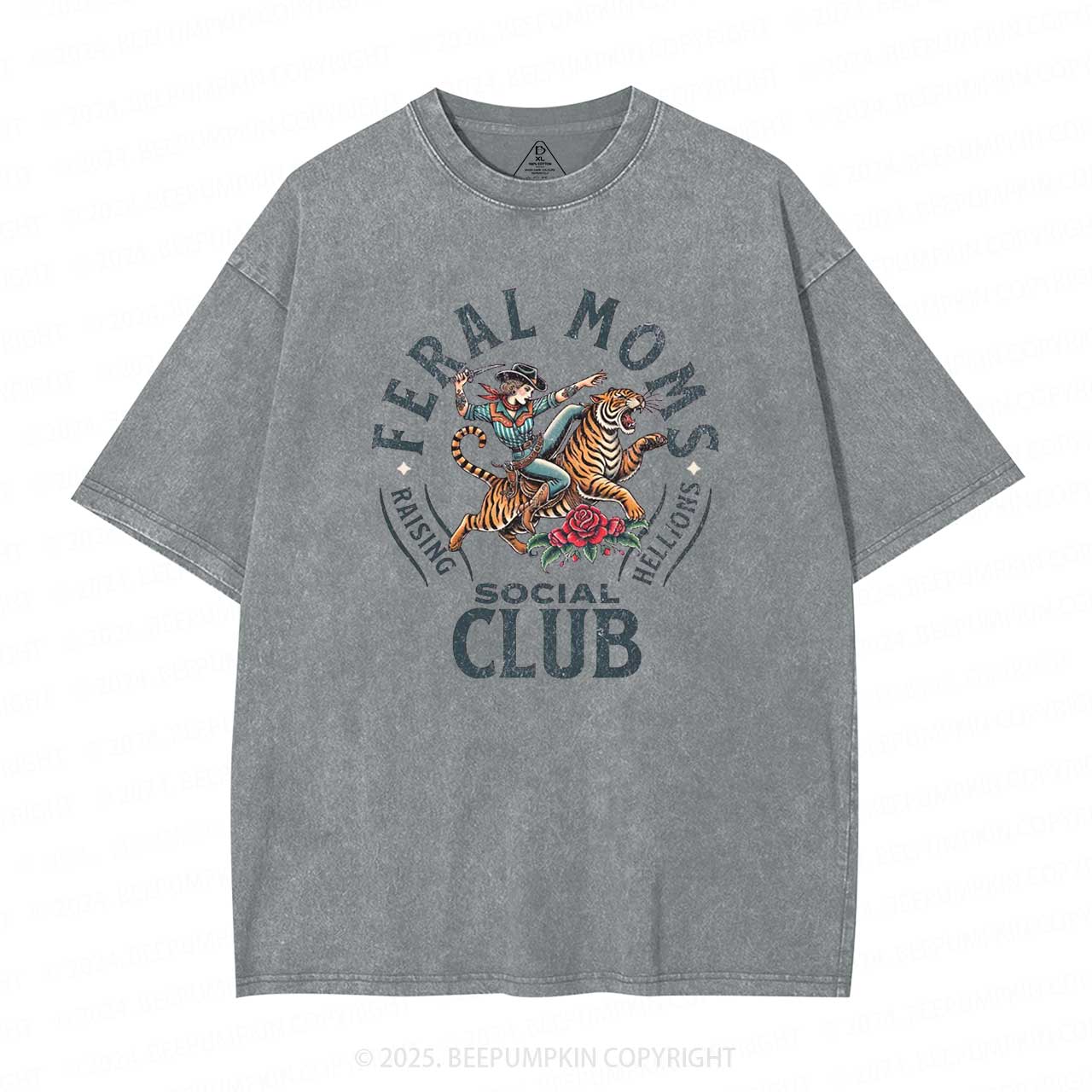 Feral Moms Social Club Washed T-Shirts