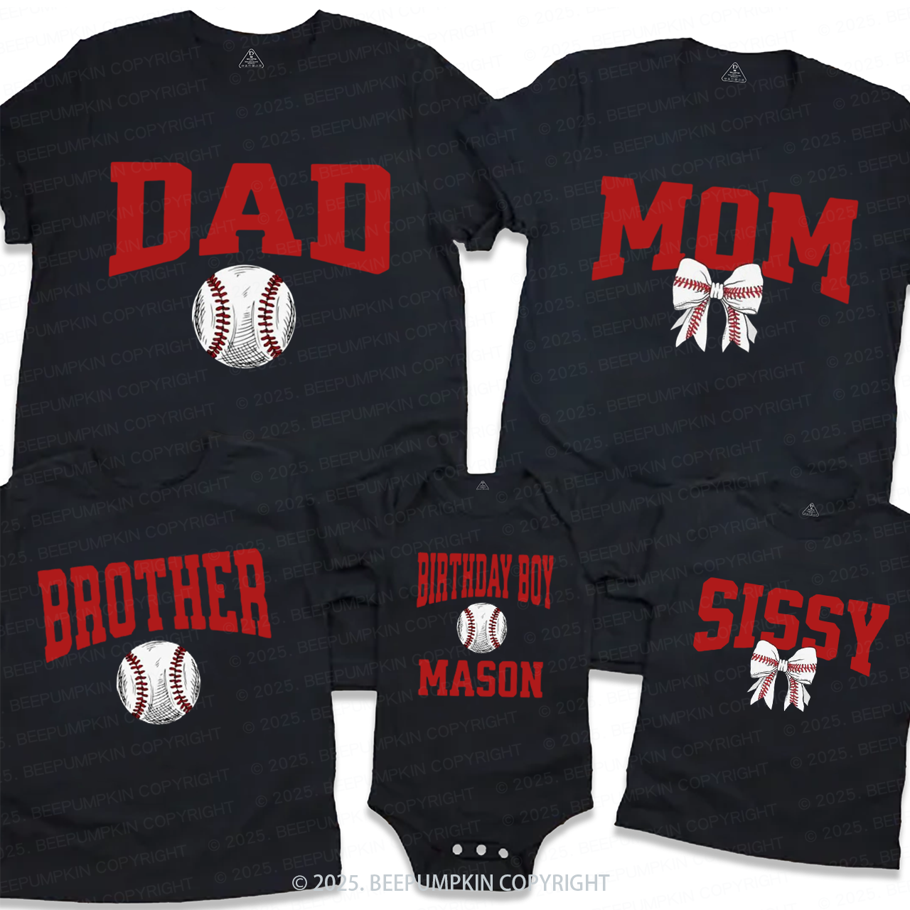 Baseball Birthday Family Matching Tees Beepumpkin