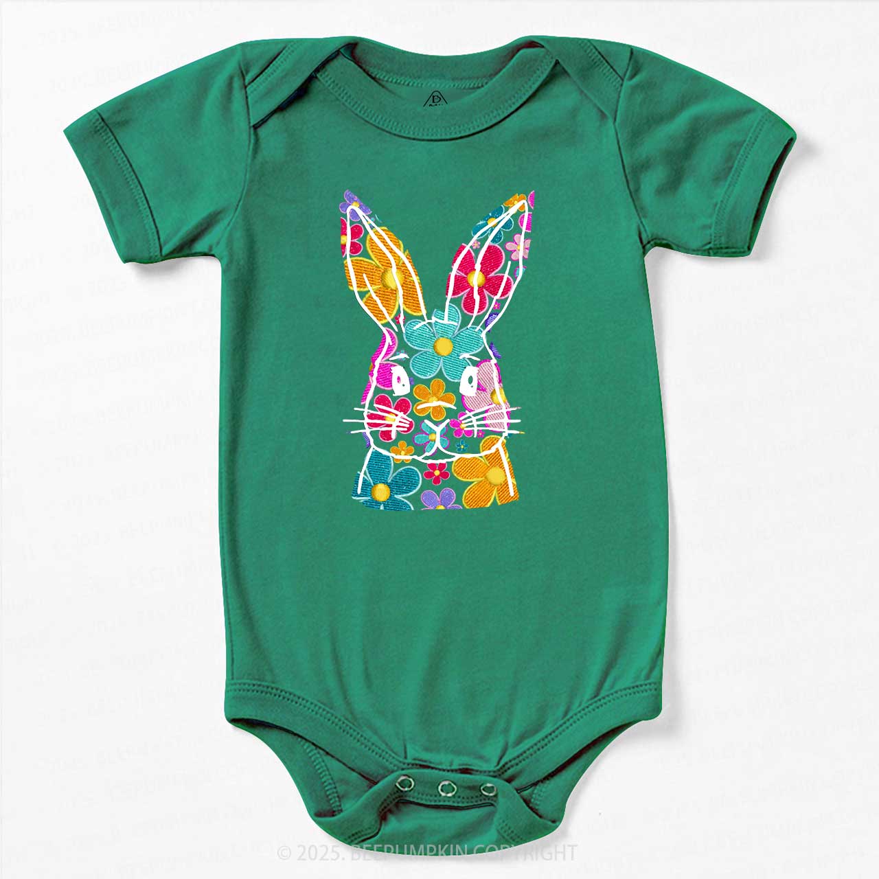 Bright Floral Bunny Easter Bodysuit Beepumpkin