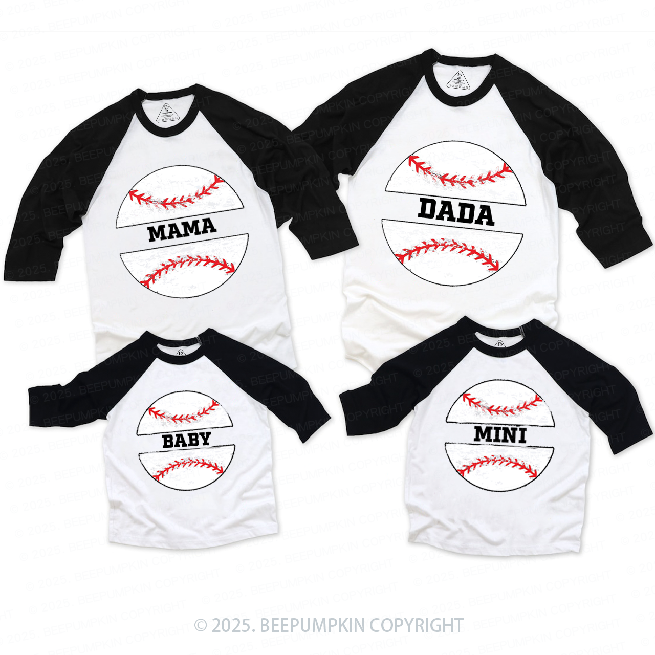 Personalized Baseball Family Name Matching Raglan Sleeves T-Shirts Beepumpkin 