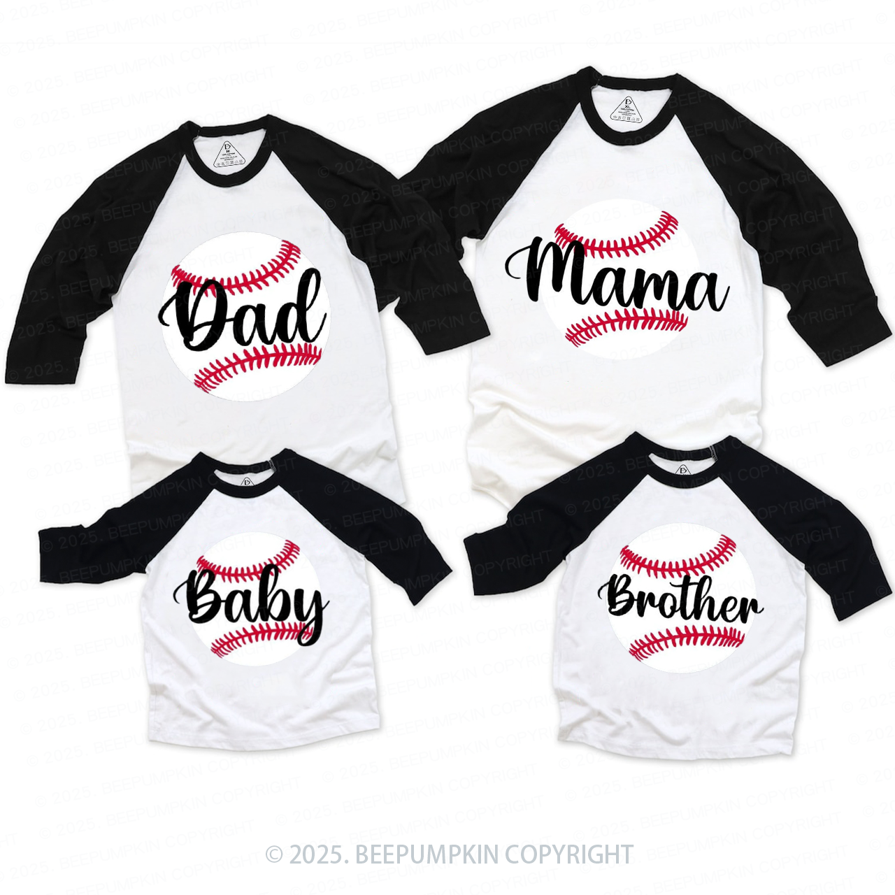 Personalized Baseball Family Matching Raglan Sleeves T-Shirts Beepumpkin 
