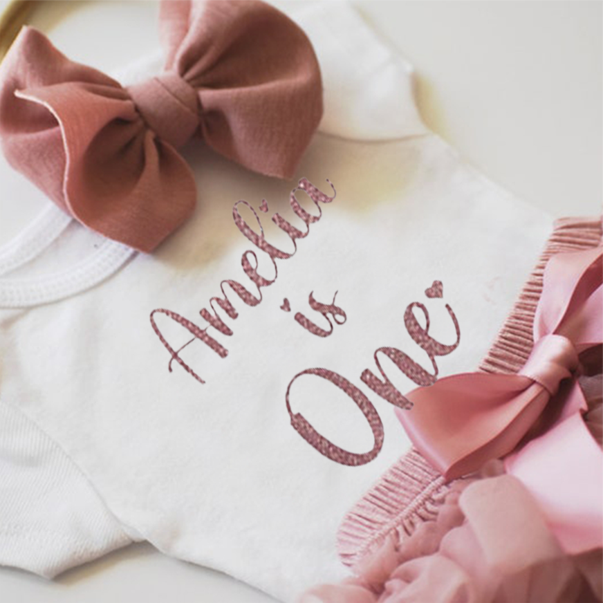 1st First Birthday Baby Girl Tutu Outfit Set (3 Pieces)