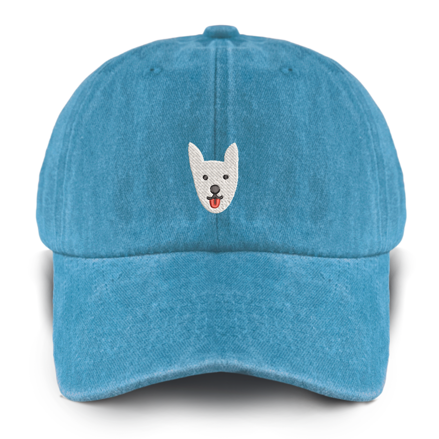 Embroidered White Dog Washed Baseball Cap For Kids