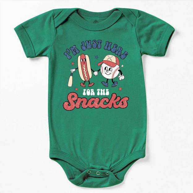 I'm Just Here For The Snacks Baseball Bodysuit Beepumpkin