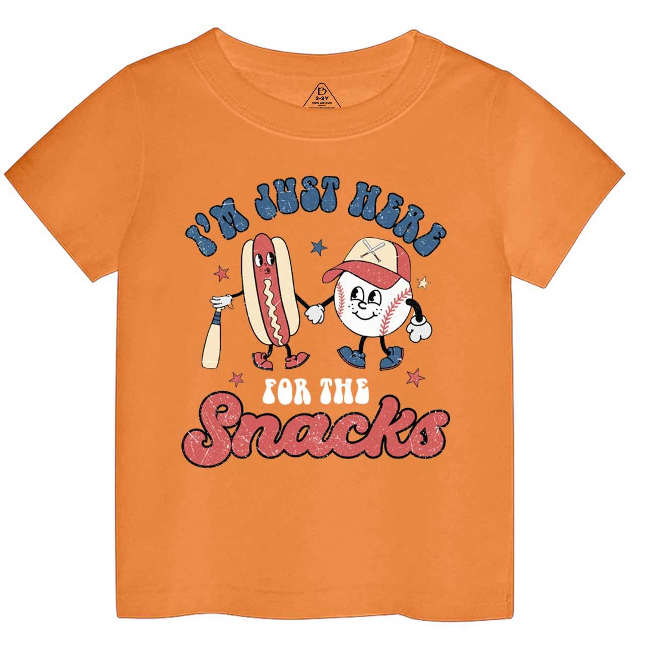 I'm Just Here For The Snacks Baseball  Toddler&Kid's Tees Beepumpkin
