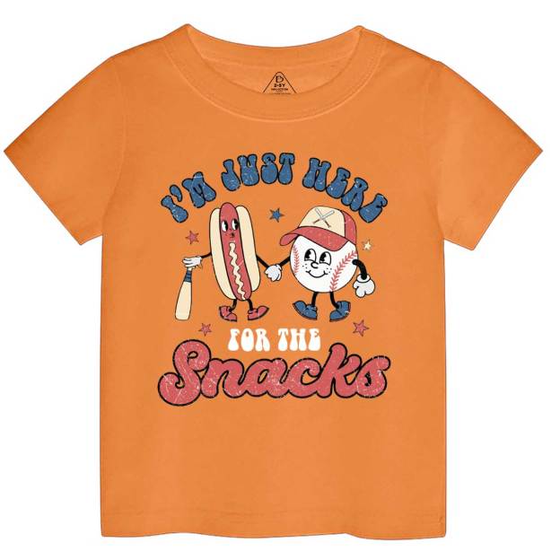 I'm Just Here For The Snacks Baseball  Toddler&Kid's Tees Beepumpkin