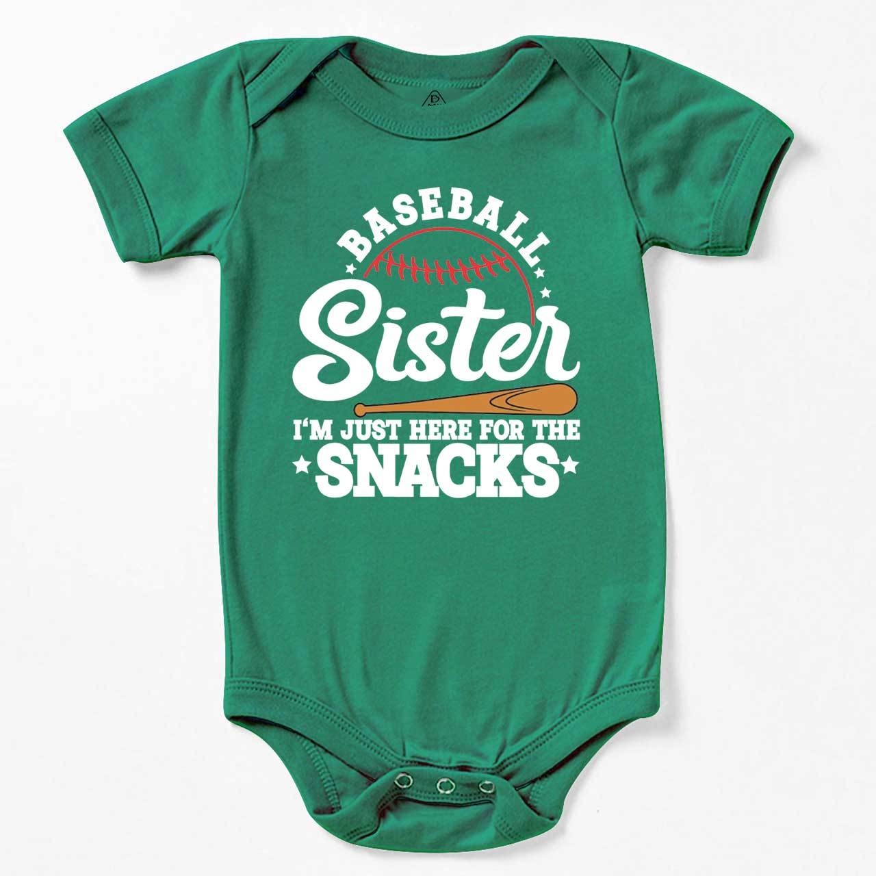 Baseball Sister I'm Just Here For The Snacks Bodysuit Beepumpkin