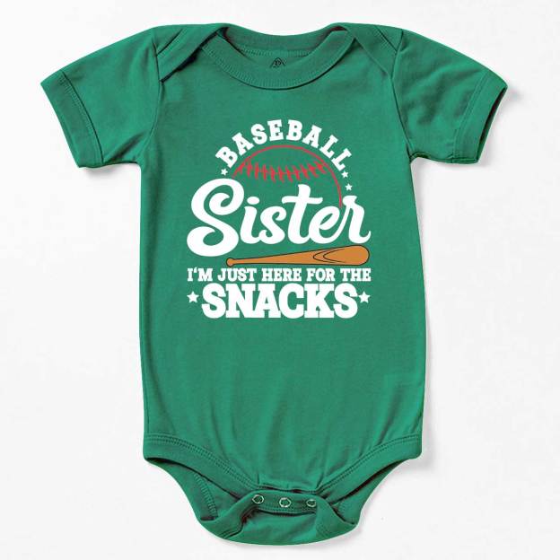 Baseball Sister I'm Just Here For The Snacks Bodysuit Beepumpkin