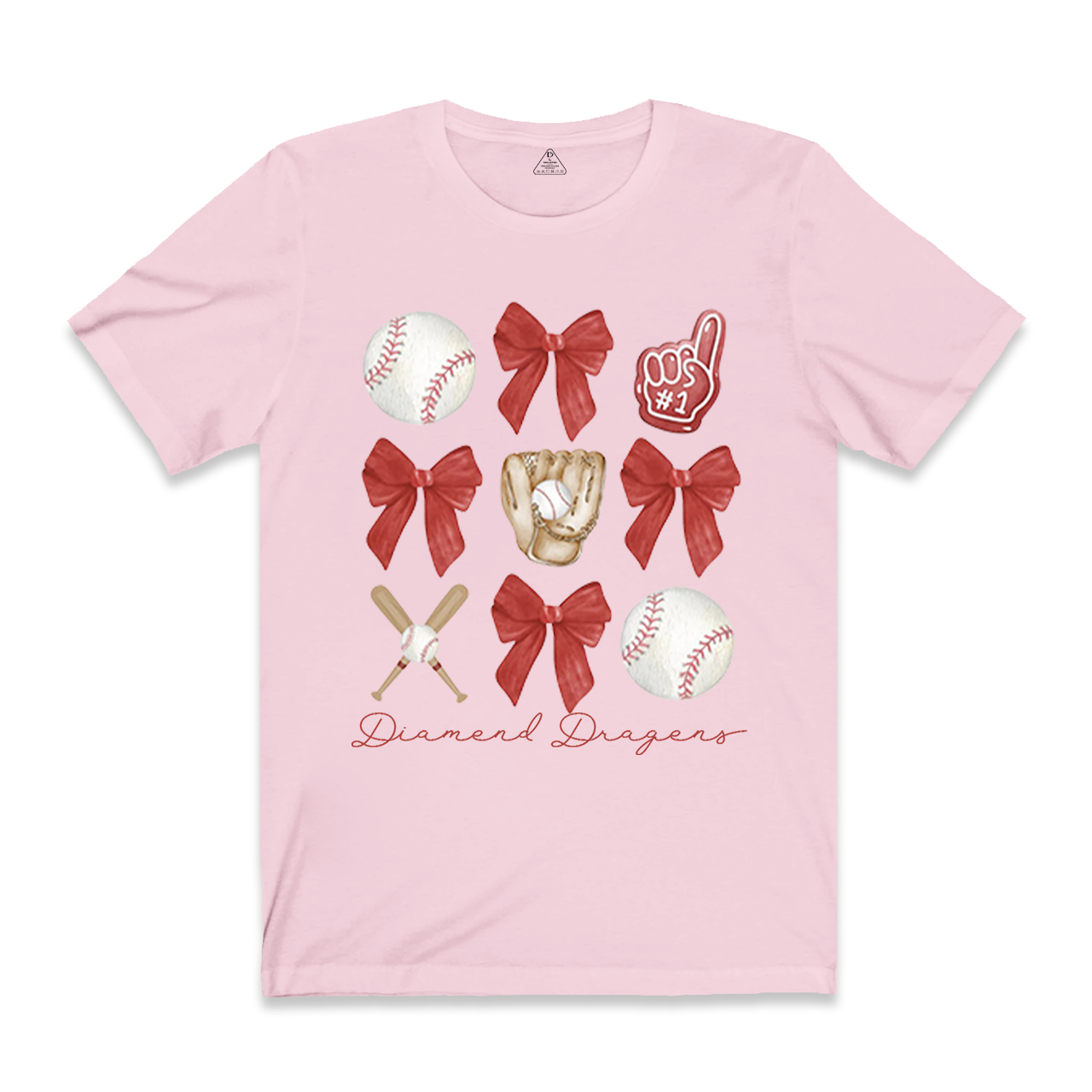 Personalized Bow Baseball Mama T-Shirts
