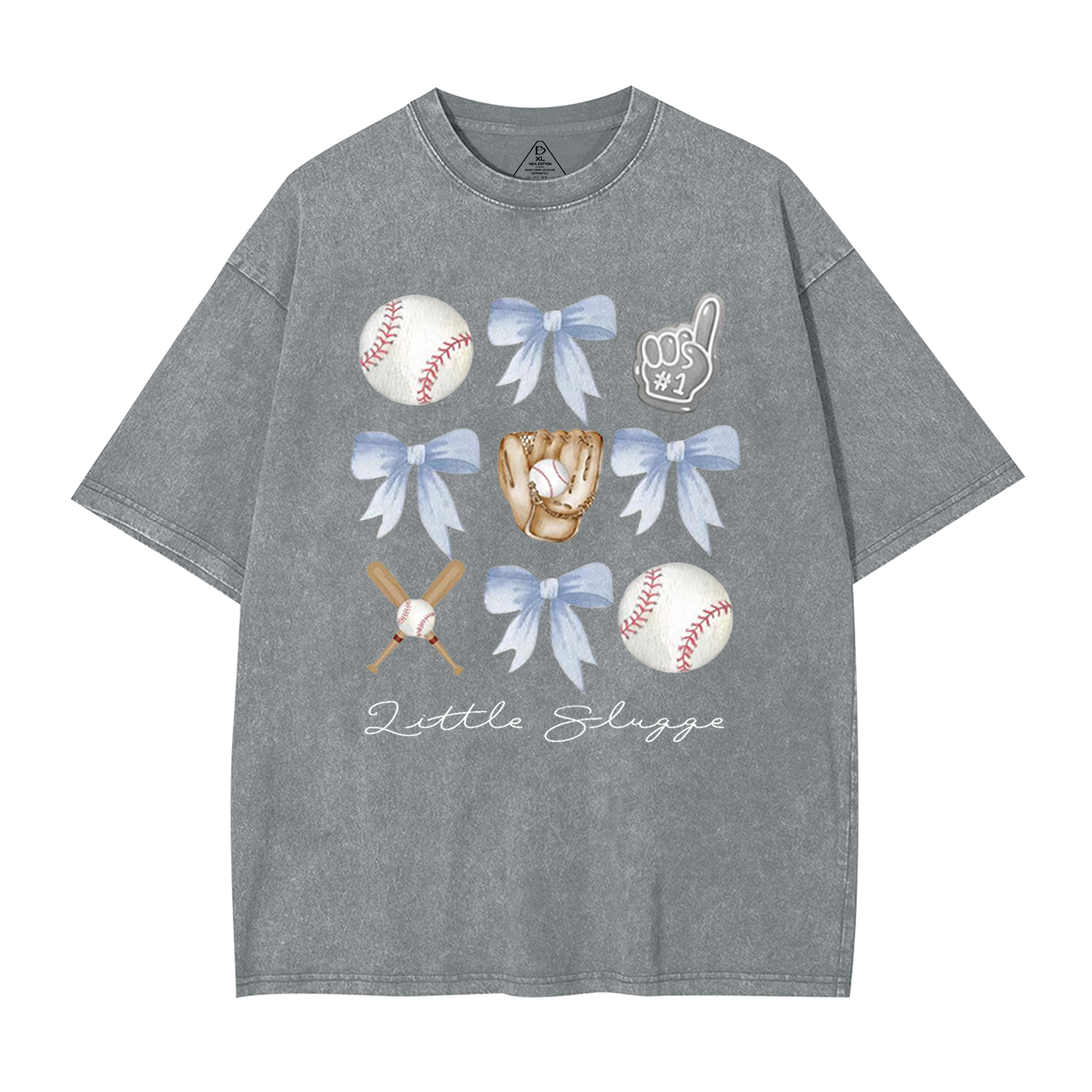 Personalized Bow Baseball Washed T-Shirts