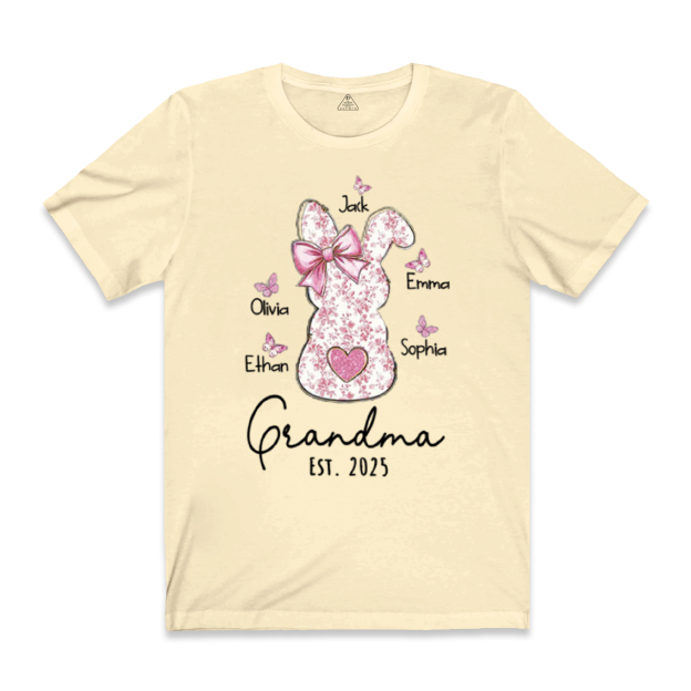 Personalised Pink Floral Butterfly Bunny Easter T-Shirt