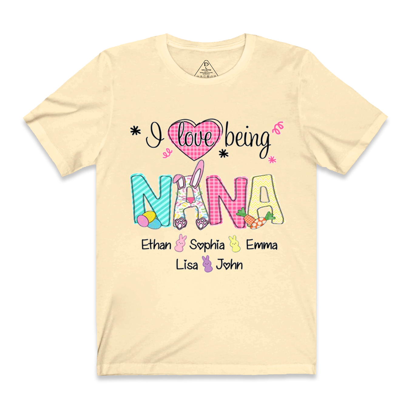 Personalized I Love Being Nana Easter Bunny And Grandkids Happy Easter T-Shirt
