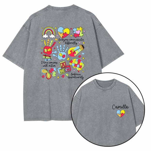 Personalized Autism Washed T-Shirts