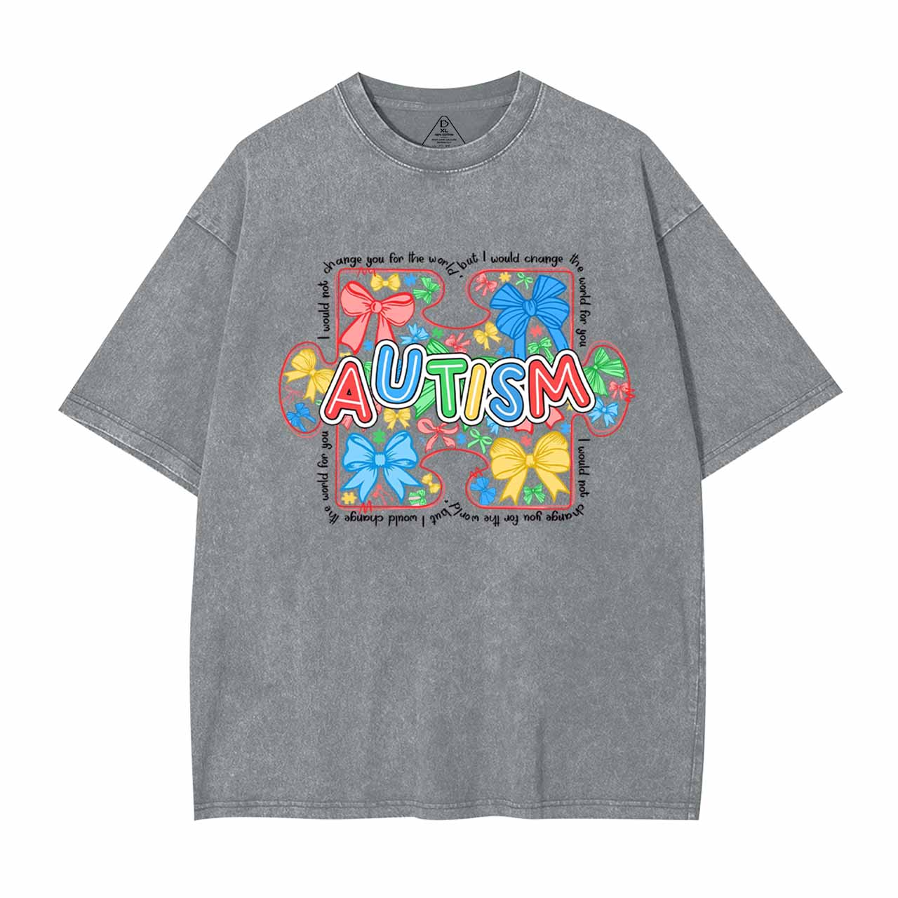 Autism Awareness Coquette Mama Washed T-Shirts